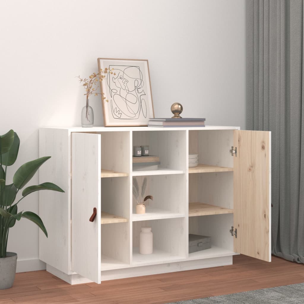 Buffet Blanc 100x40x75 cm Bois massif de pin - XIOS