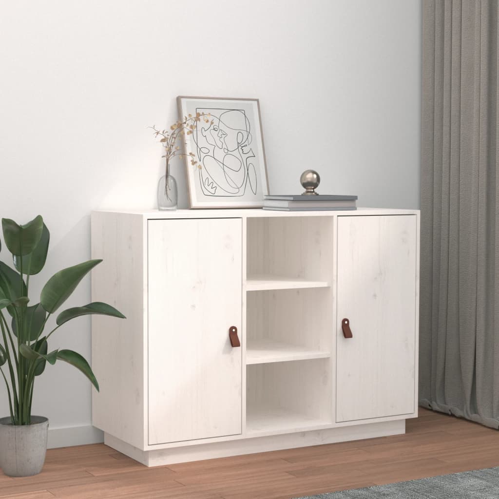 Buffet Blanc 100x40x75 cm Bois massif de pin - XIOS