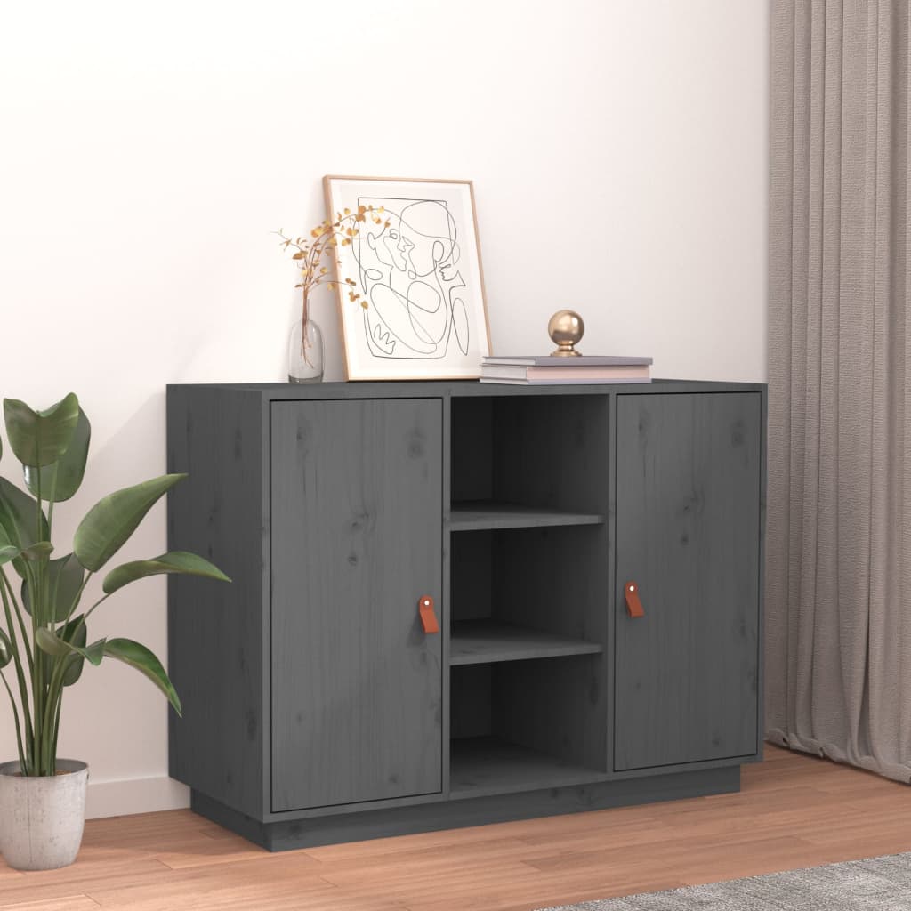 Buffet Gris 100x40x75 cm Bois massif de pin - XIOS