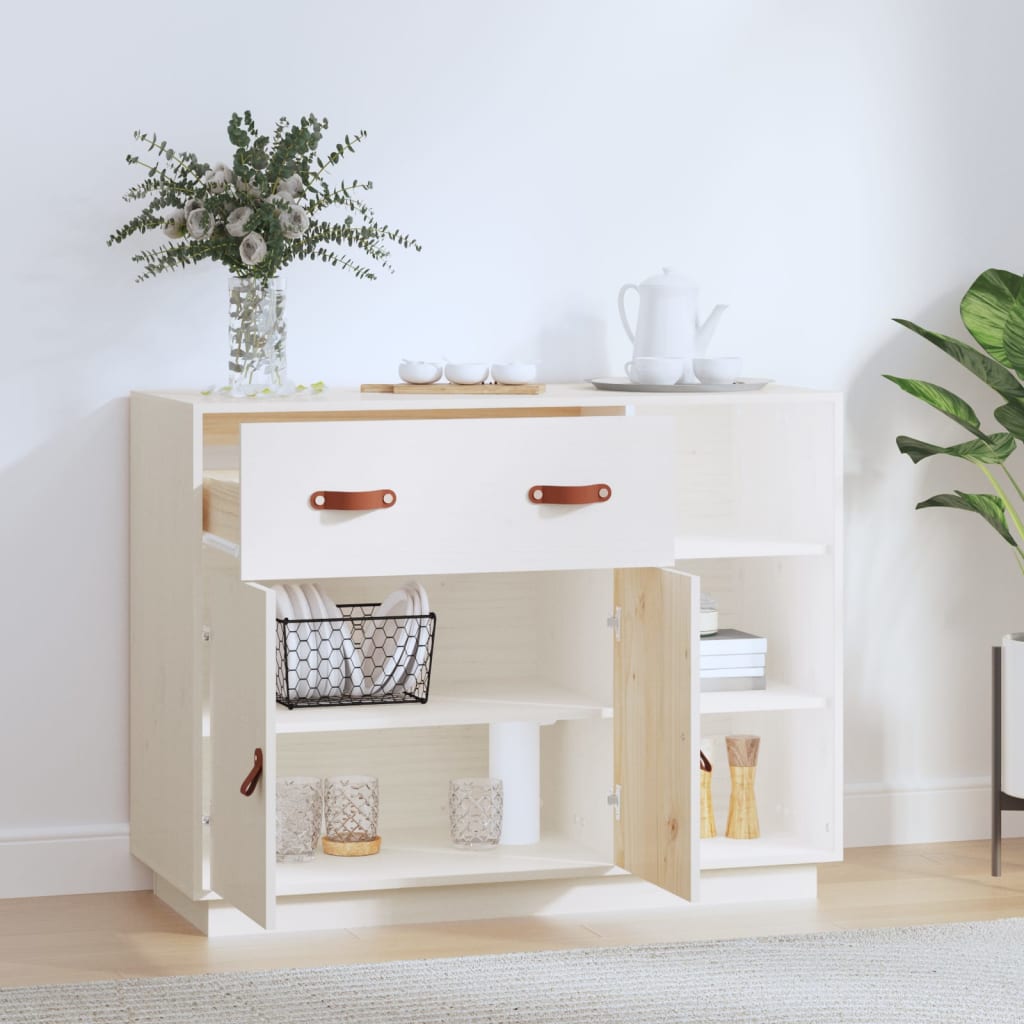 Buffet Blanc 98,5x40x75 cm Bois massif de pin - XIOS