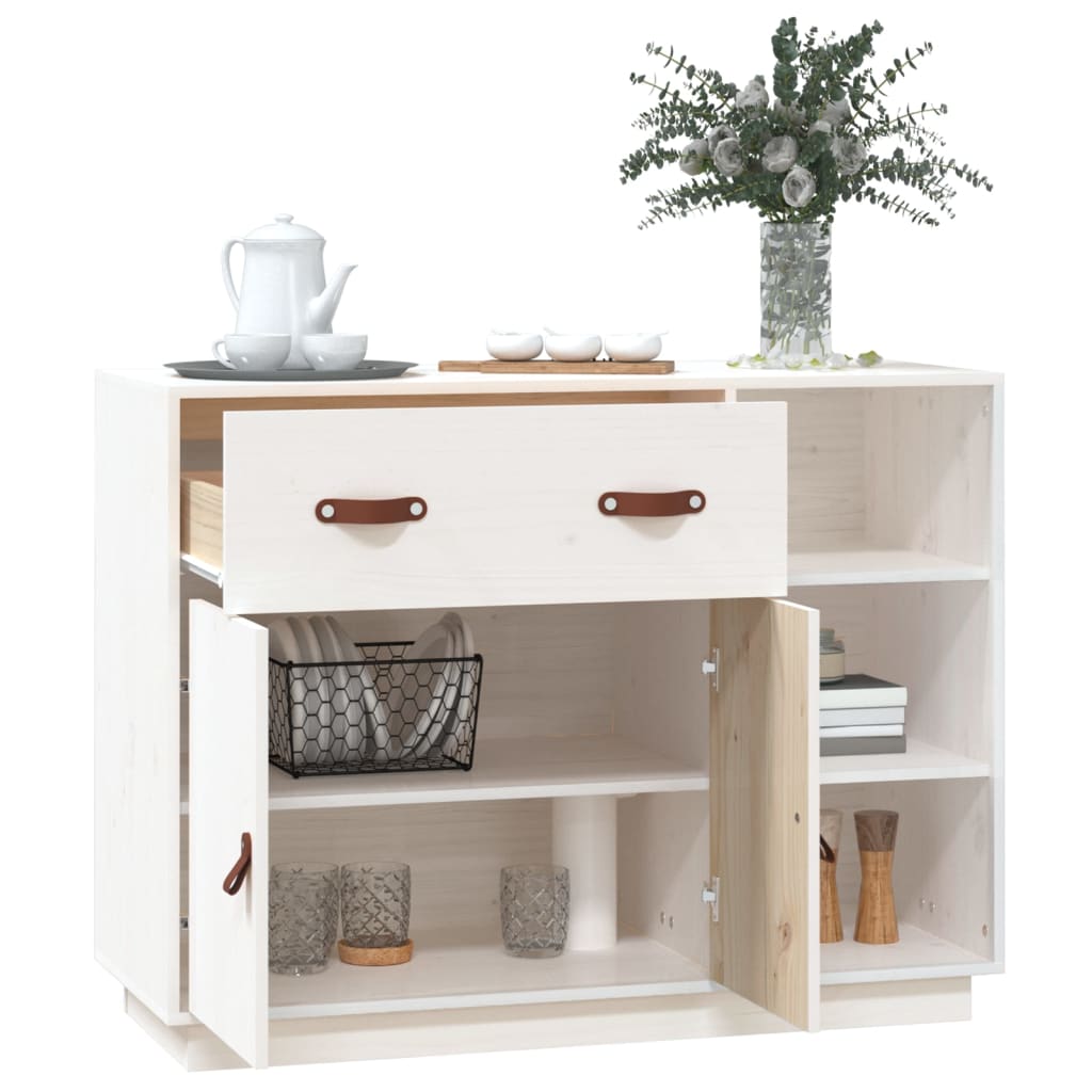 Buffet Blanc 98,5x40x75 cm Bois massif de pin - XIOS