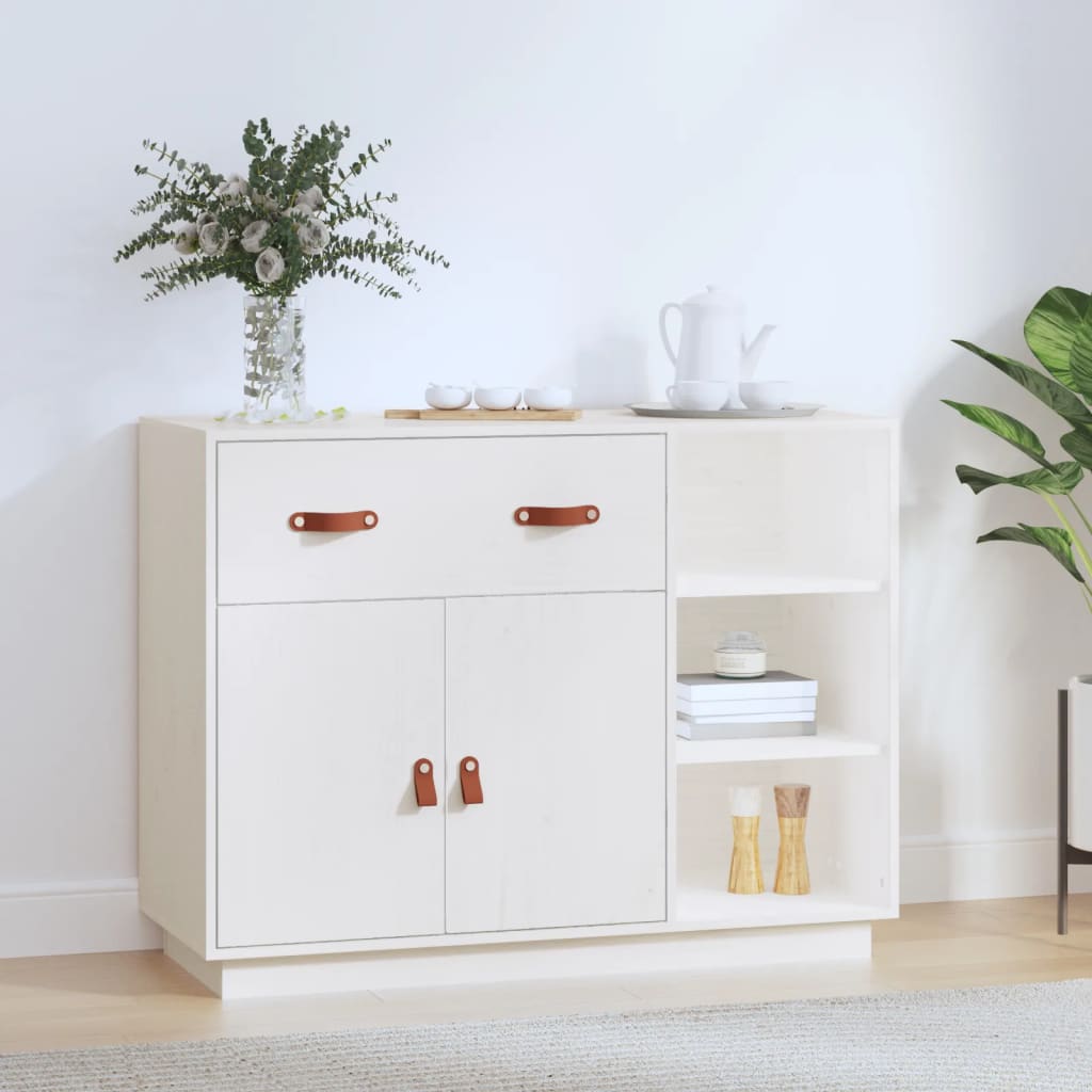 Buffet Blanc 98,5x40x75 cm Bois massif de pin - XIOS