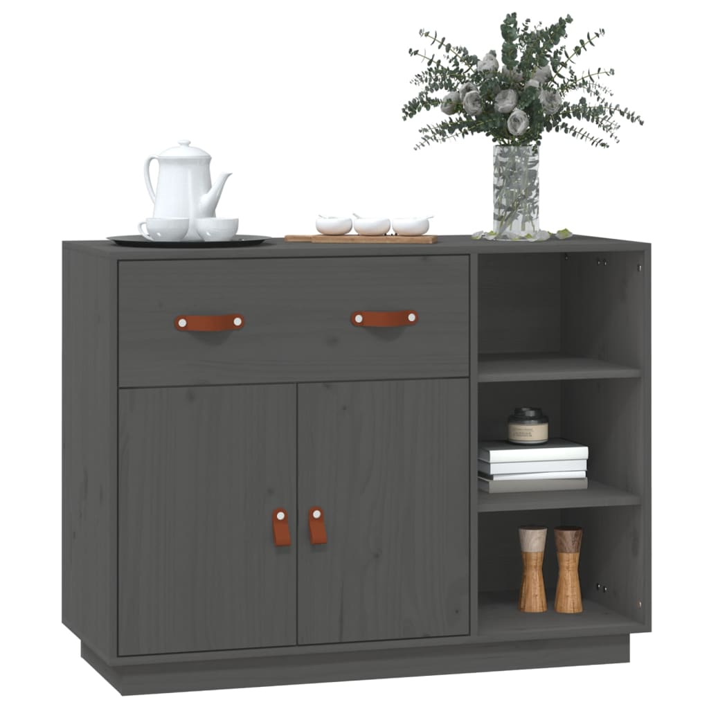 Buffet Gris 98,5x40x75 cm Bois massif de pin - XIOS