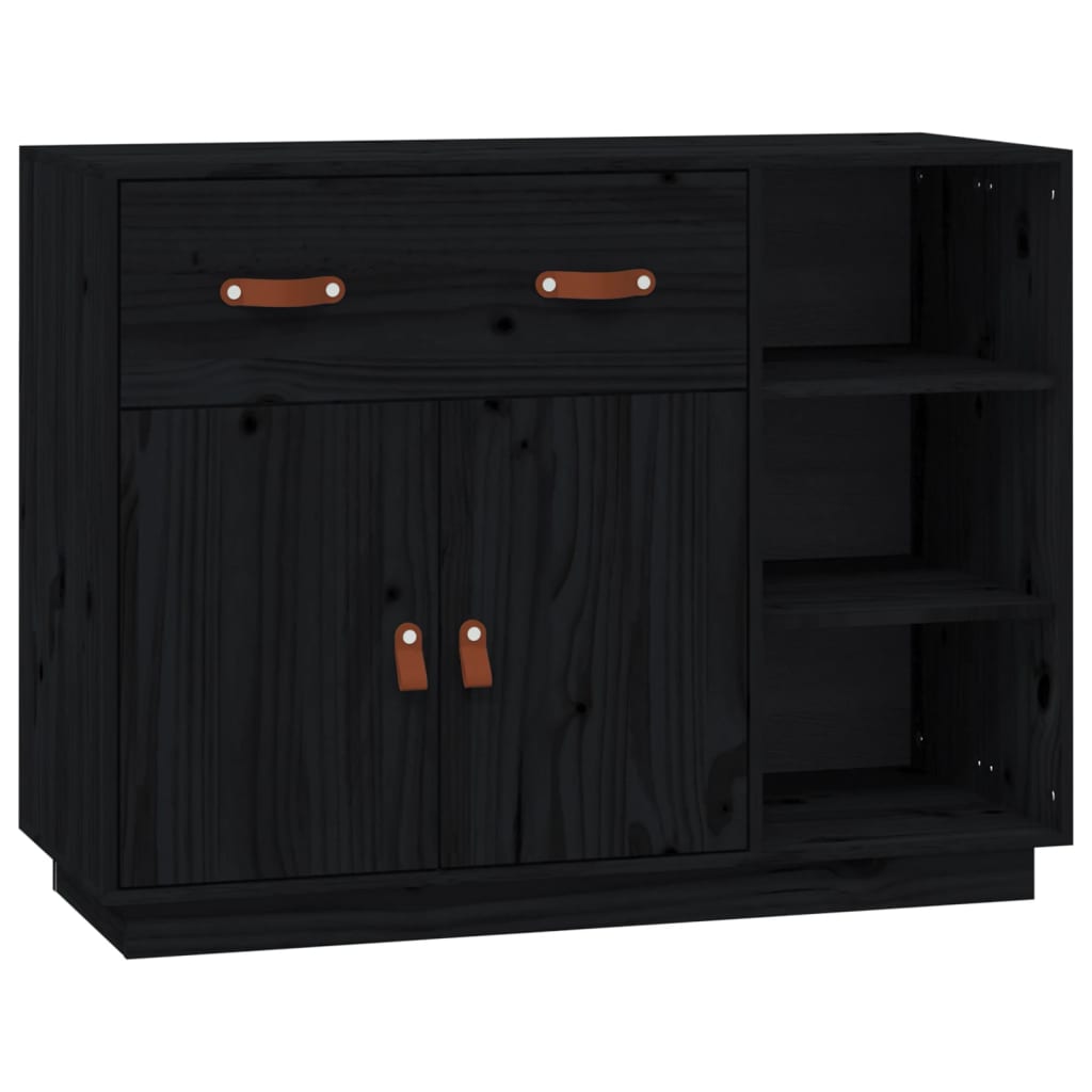Buffet Noir 98,5x40x75 cm Bois massif de pin - XIOS