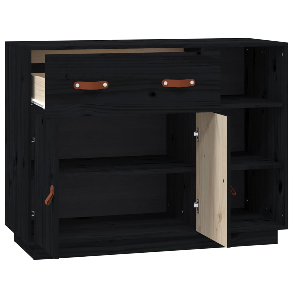 Buffet Noir 98,5x40x75 cm Bois massif de pin - XIOS