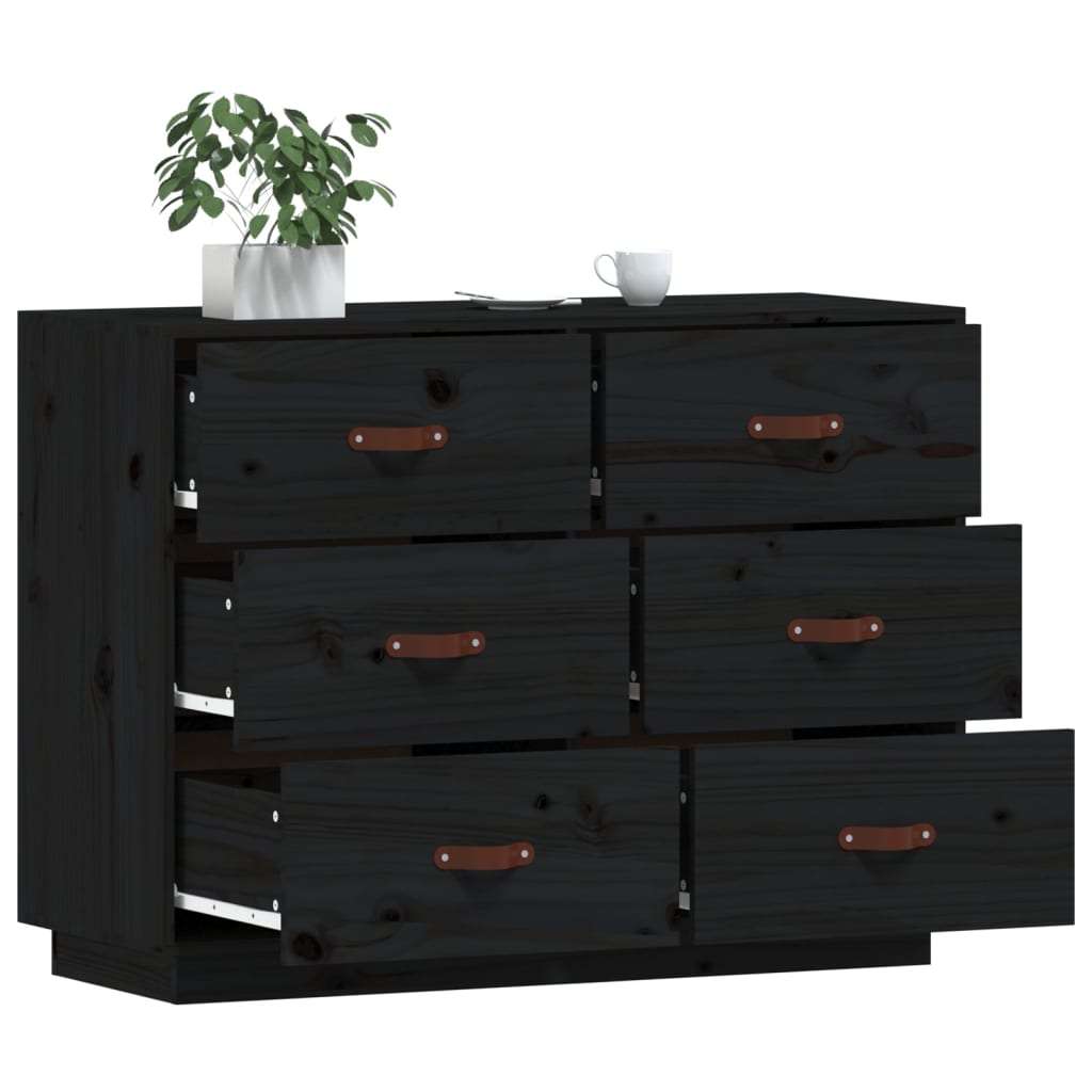 Buffet Noir 100x40x75 cm Bois massif de pin - XIOS