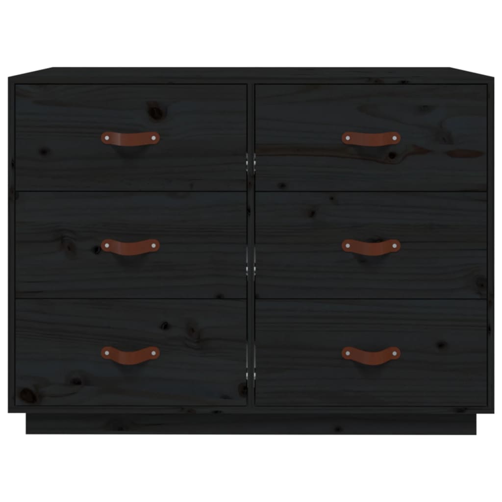 Buffet Noir 100x40x75 cm Bois massif de pin - XIOS