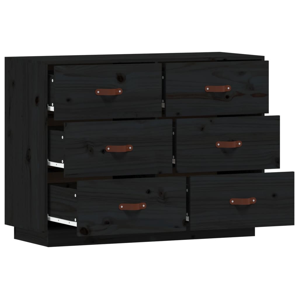Buffet Noir 100x40x75 cm Bois massif de pin - XIOS