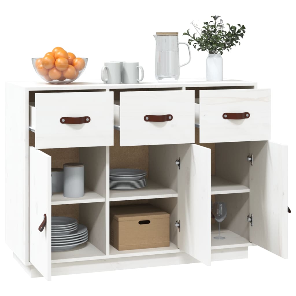 Buffet Blanc 100x40x75 cm Bois massif de pin - XIOS