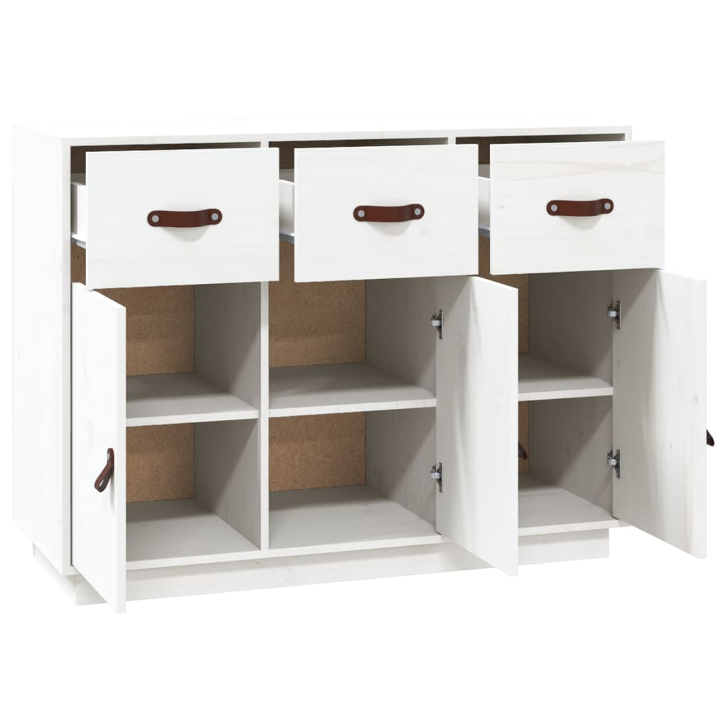 Buffet Blanc 100x40x75 cm Bois massif de pin - XIOS