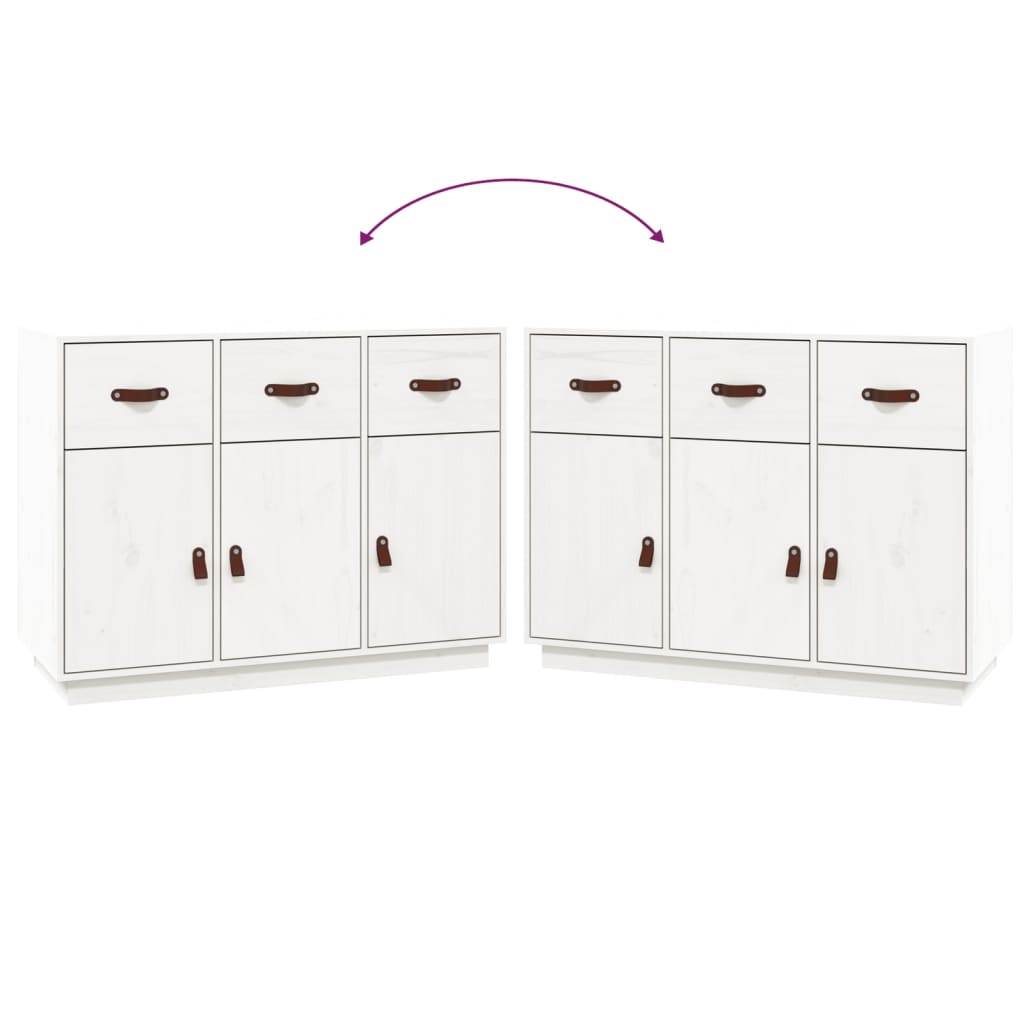 Buffet Blanc 100x40x75 cm Bois massif de pin - XIOS
