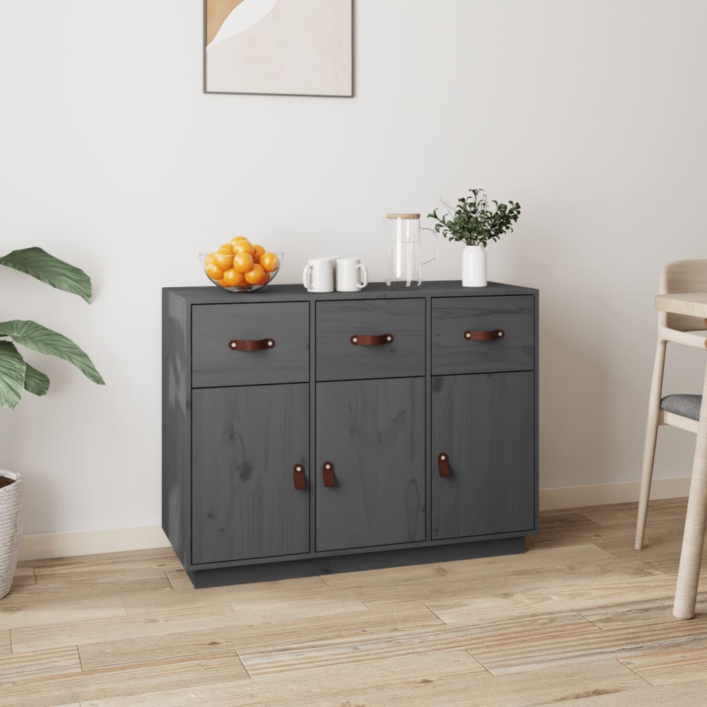 Buffet Gris 100x40x75 cm Bois massif de pin - XIOS