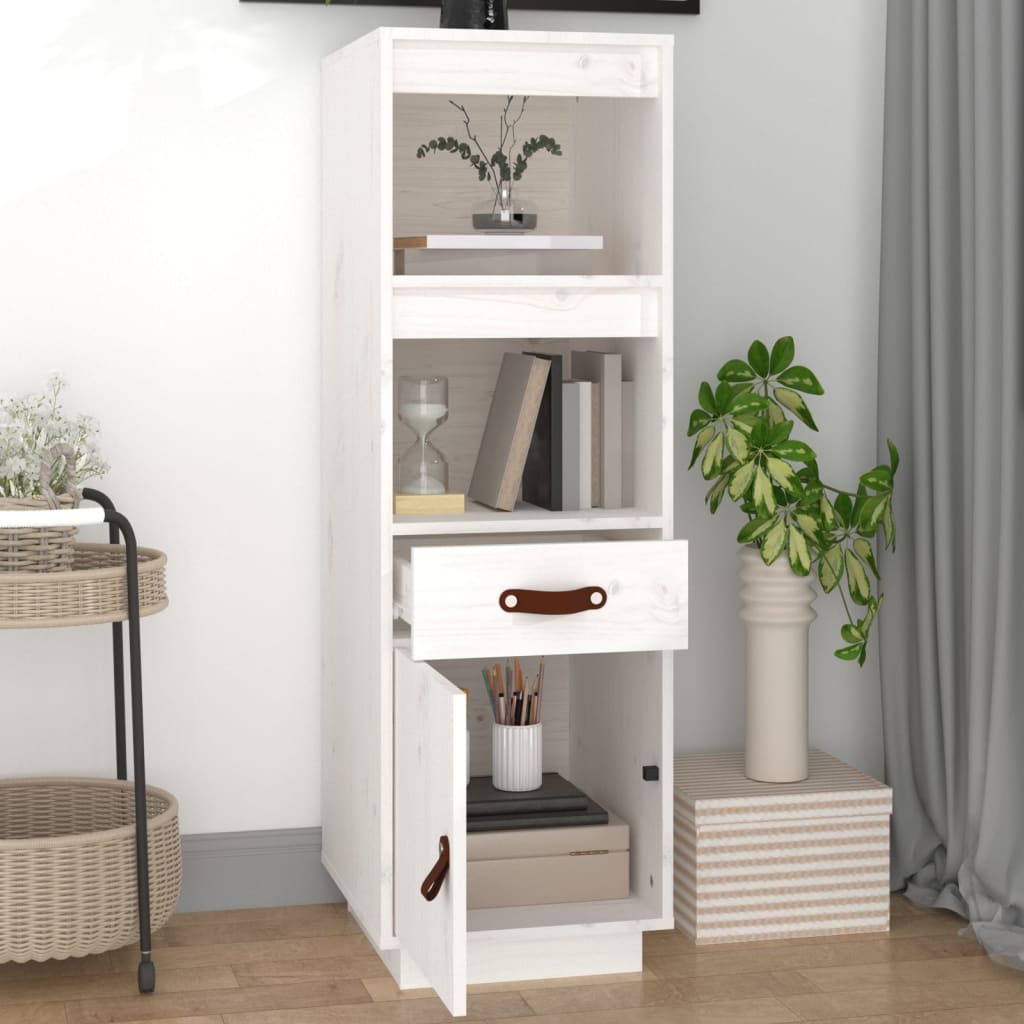 Buffet haut Blanc 34x40x108,5 cm Bois massif de pin - XIOS