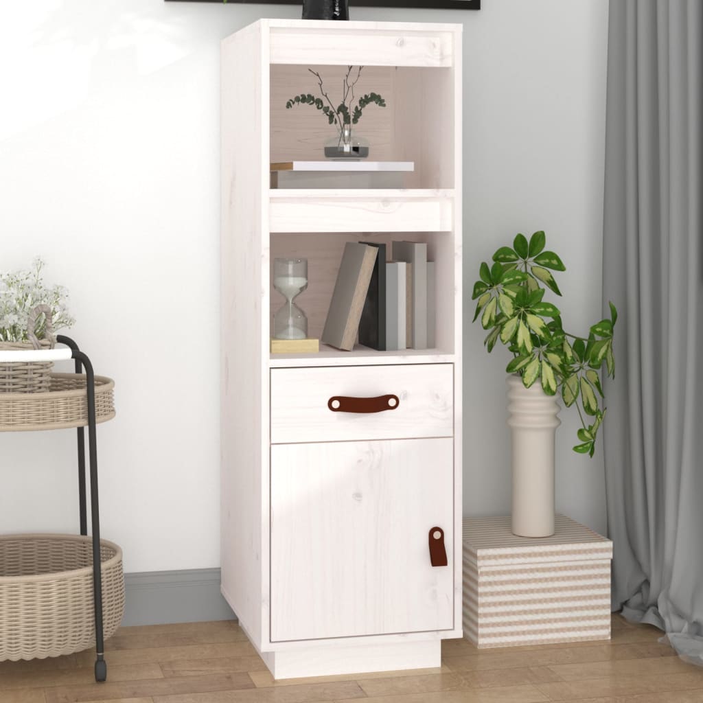 Buffet haut Blanc 34x40x108,5 cm Bois massif de pin - XIOS