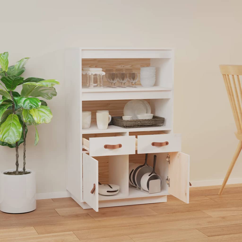 Buffet haut Blanc 67x40x108,5 cm Bois massif de pin - XIOS
