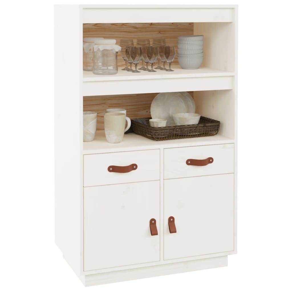 Buffet haut Blanc 67x40x108,5 cm Bois massif de pin - XIOS