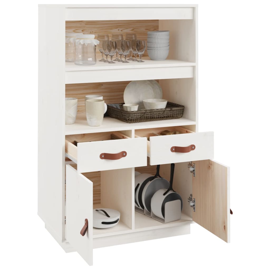 Buffet haut Blanc 67x40x108,5 cm Bois massif de pin - XIOS