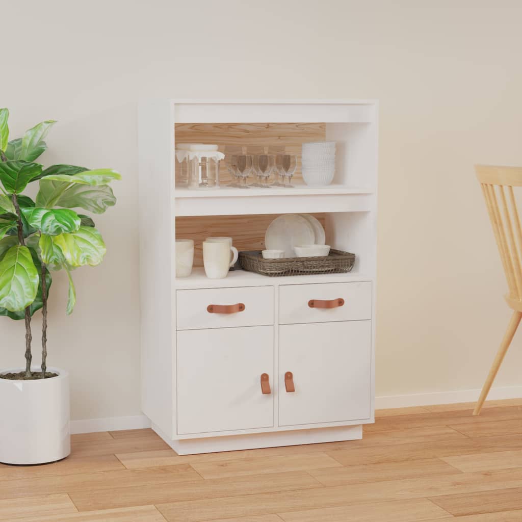 Buffet haut Blanc 67x40x108,5 cm Bois massif de pin - XIOS