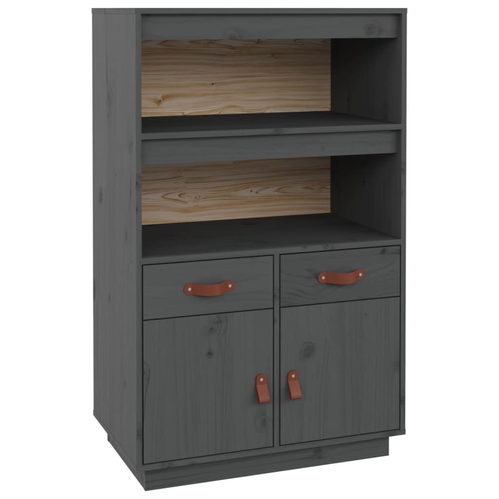 Buffet haut Gris 67x40x108,5 cm Bois massif de pin - XIOS