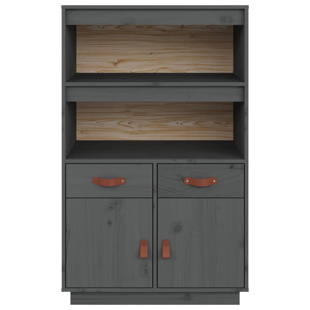 Buffet haut Gris 67x40x108,5 cm Bois massif de pin - XIOS