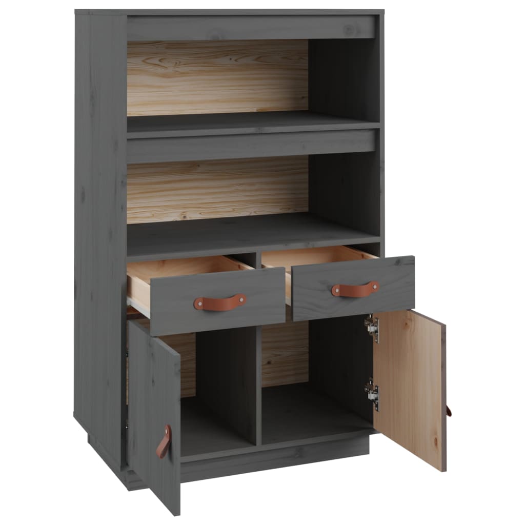 Buffet haut Gris 67x40x108,5 cm Bois massif de pin - XIOS