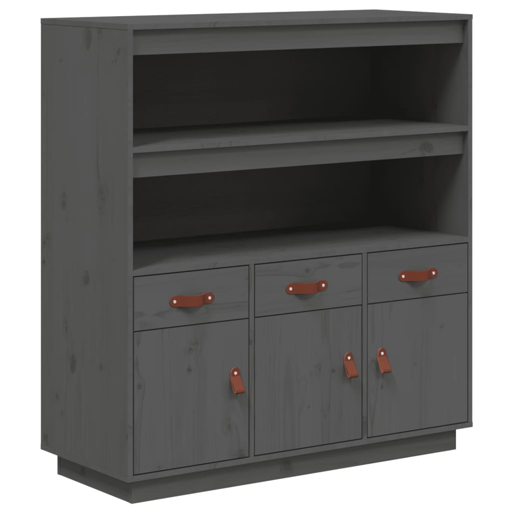 Buffet haut Gris 100x40x108,5 cm Bois massif de pin - XIOS