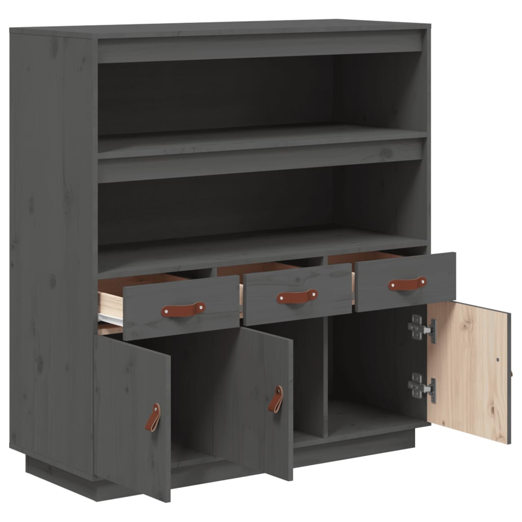 Buffet haut Gris 100x40x108,5 cm Bois massif de pin - XIOS