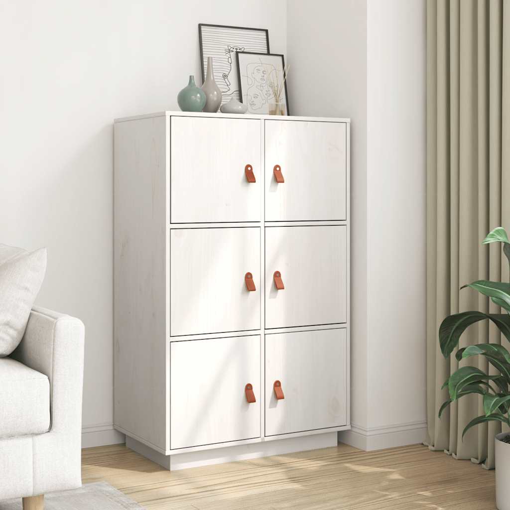 Buffet haut Blanc 67x40x108,5 cm Bois massif de pin Buffets & bahuts vidaXL