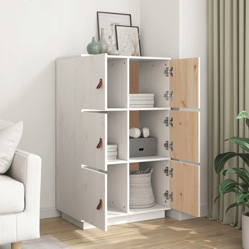 Buffet haut Blanc 67x40x108,5 cm Bois massif de pin Buffets & bahuts vidaXL
