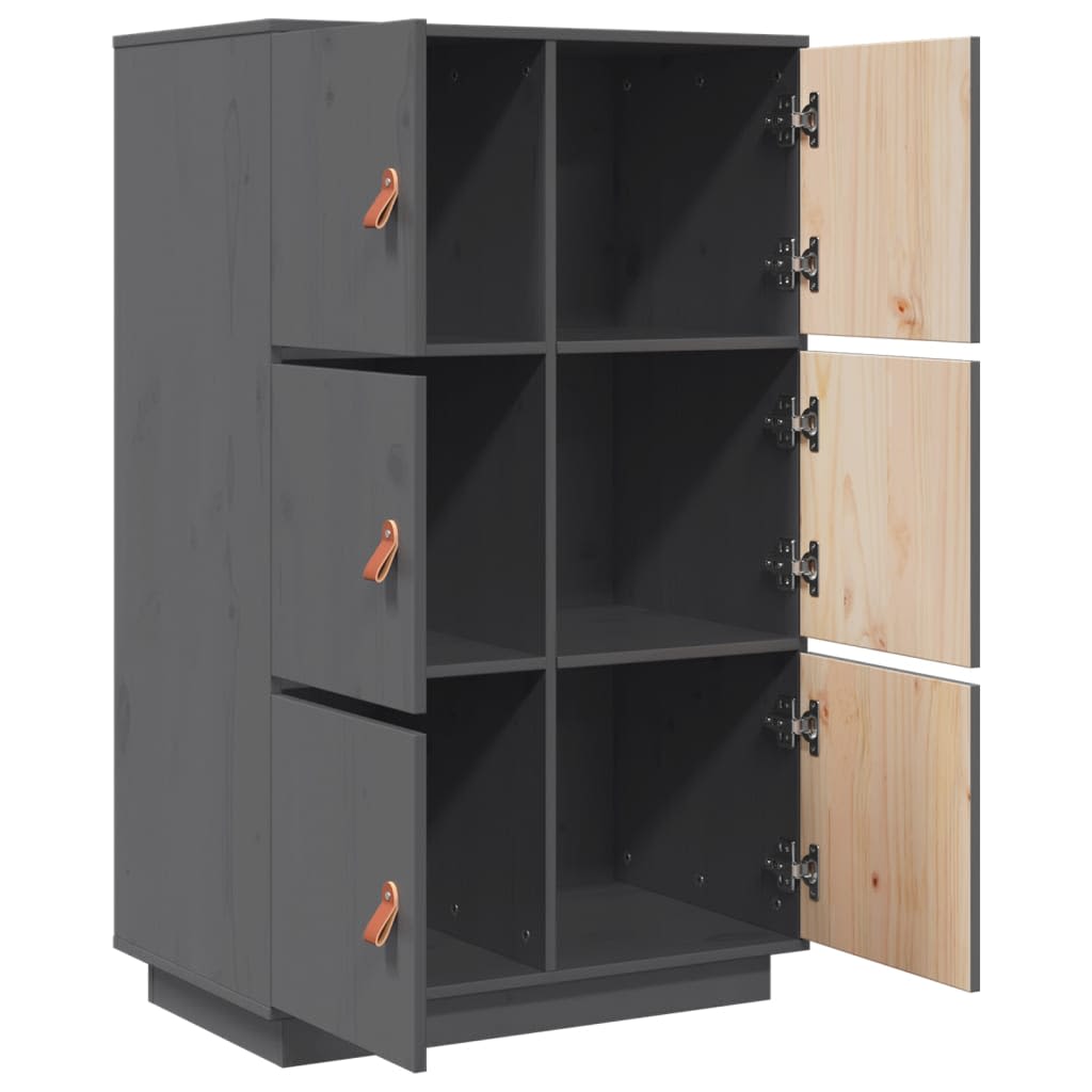 Buffet haut Gris 67x40x108,5 cm Bois massif de pin - XIOS