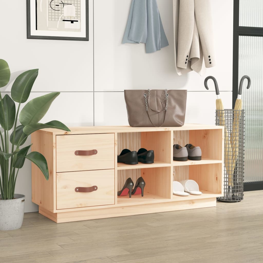 Banc à chaussures 100x34x45 cm Bois de pin massif - XIOS