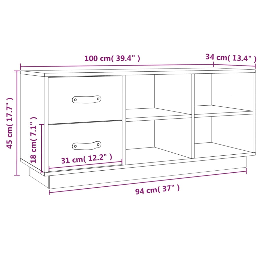 Banc à chaussures 100x34x45 cm Bois de pin massif - XIOS