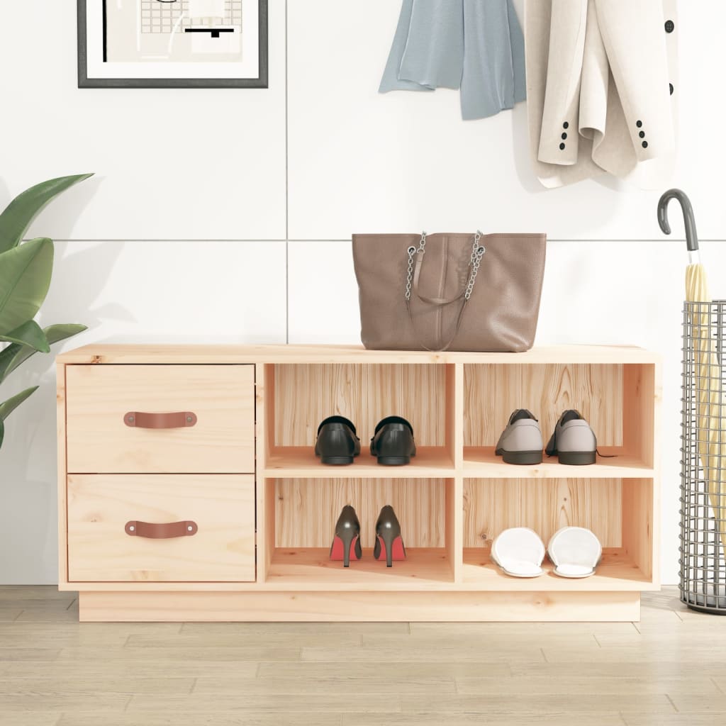 Banc à chaussures 100x34x45 cm Bois de pin massif - XIOS