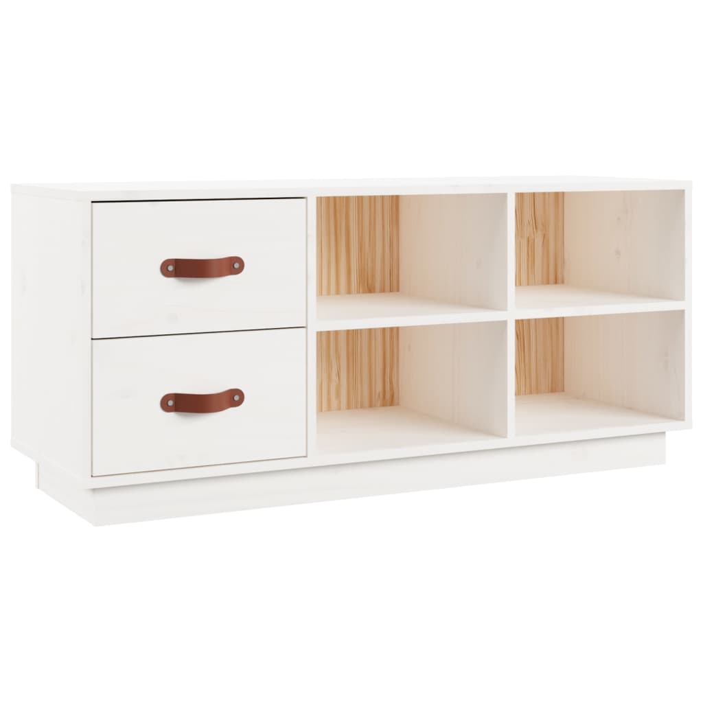 Banc à chaussures Blanc 100x34x45 cm Bois de pin massif - XIOS