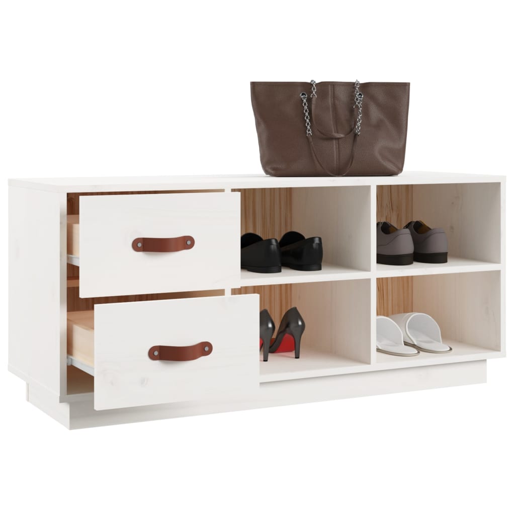 Banc à chaussures Blanc 100x34x45 cm Bois de pin massif - XIOS