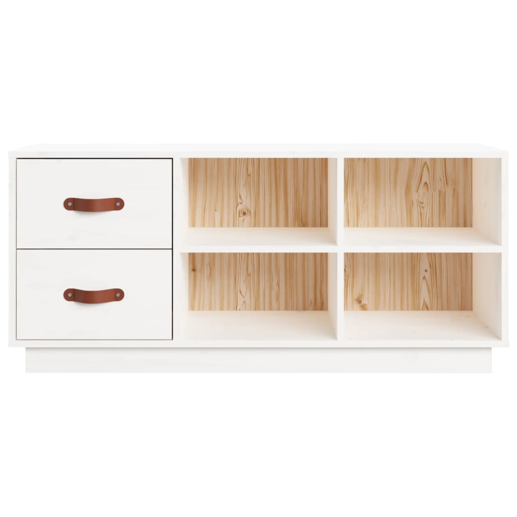 Banc à chaussures Blanc 100x34x45 cm Bois de pin massif - XIOS