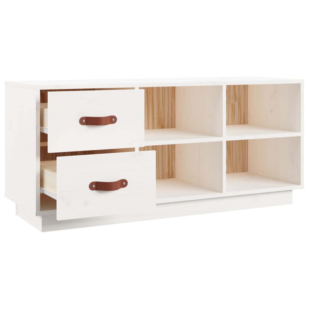 Banc à chaussures Blanc 100x34x45 cm Bois de pin massif - XIOS