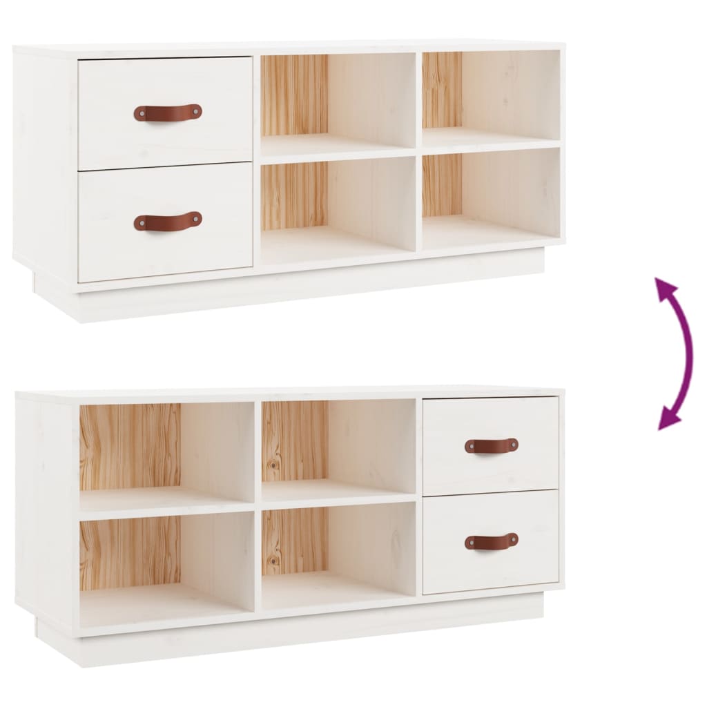 Banc à chaussures Blanc 100x34x45 cm Bois de pin massif - XIOS