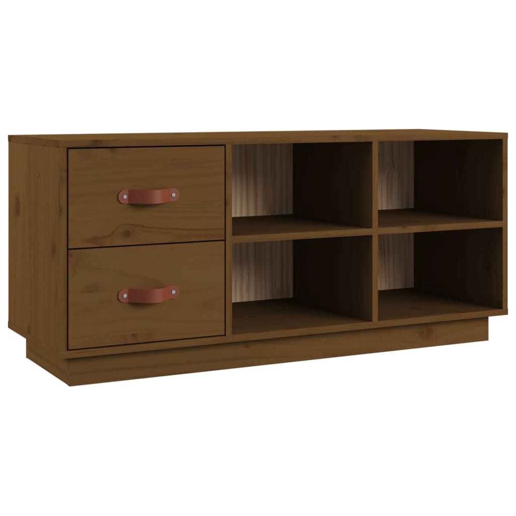 Banc à chaussures Marron miel 100x34x45 cm Bois de pin massif - XIOS