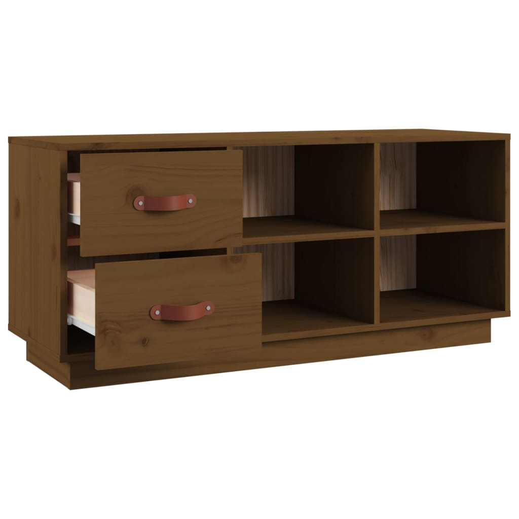 Banc à chaussures Marron miel 100x34x45 cm Bois de pin massif - XIOS