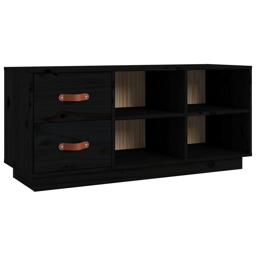 Banc à chaussures Noir 100x34x45 cm Bois de pin massif - XIOS