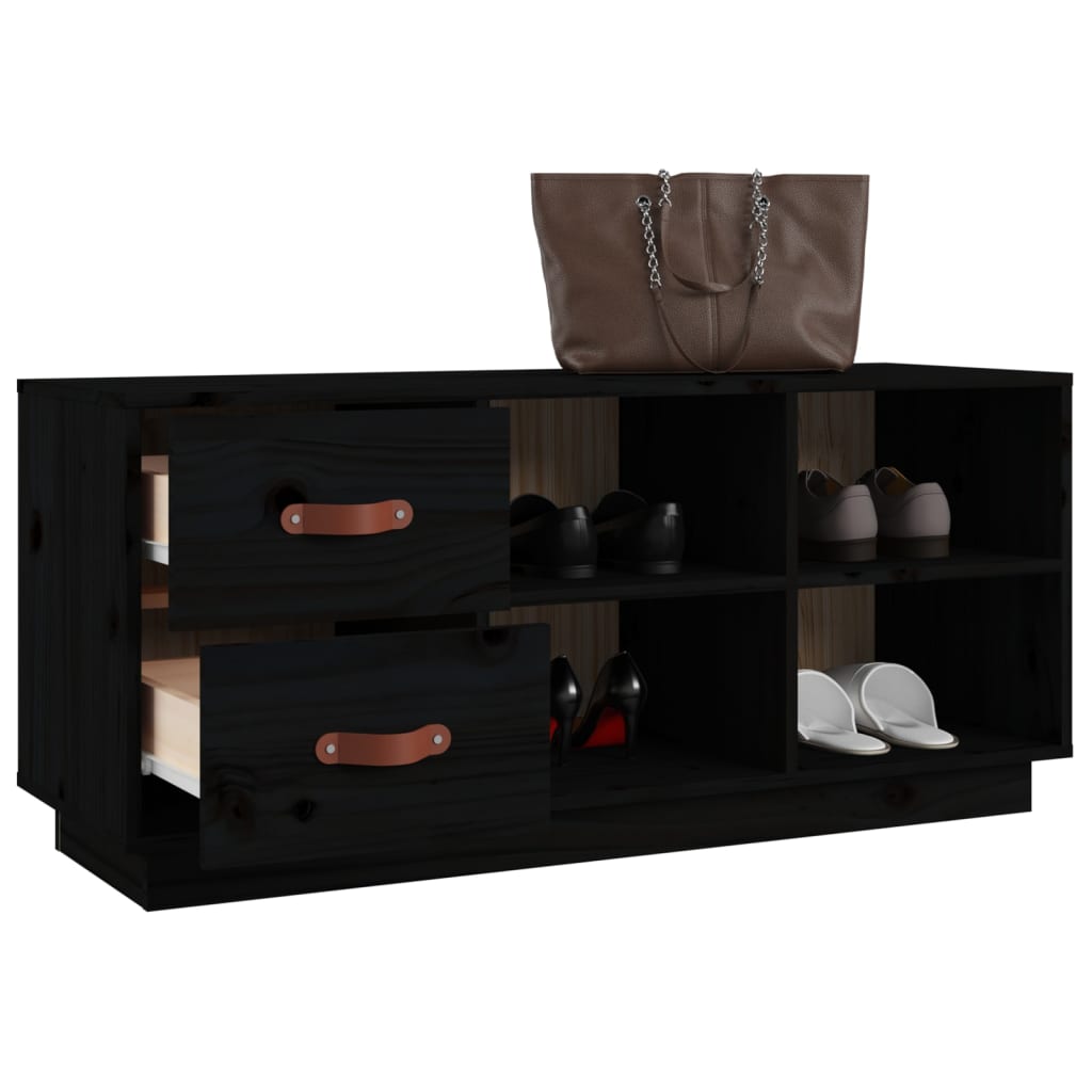 Banc à chaussures Noir 100x34x45 cm Bois de pin massif - XIOS