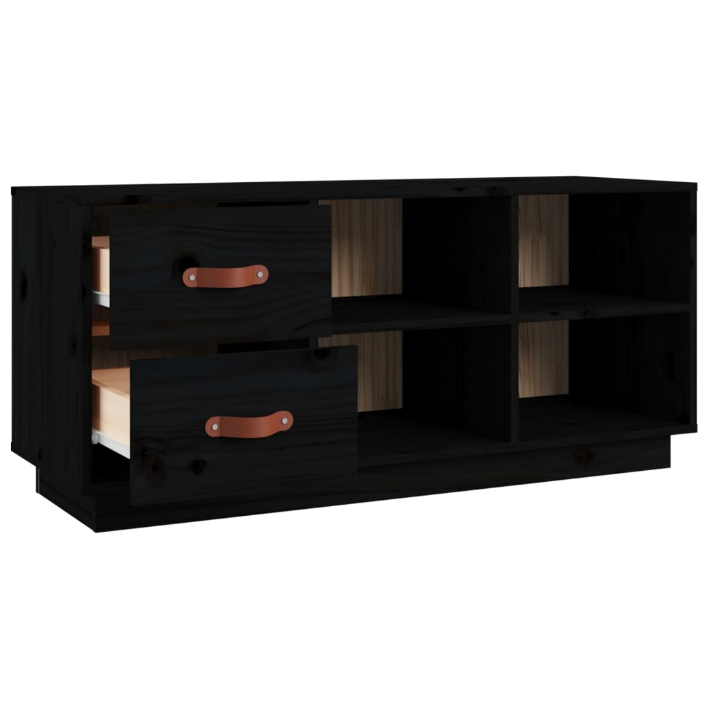 Banc à chaussures Noir 100x34x45 cm Bois de pin massif - XIOS