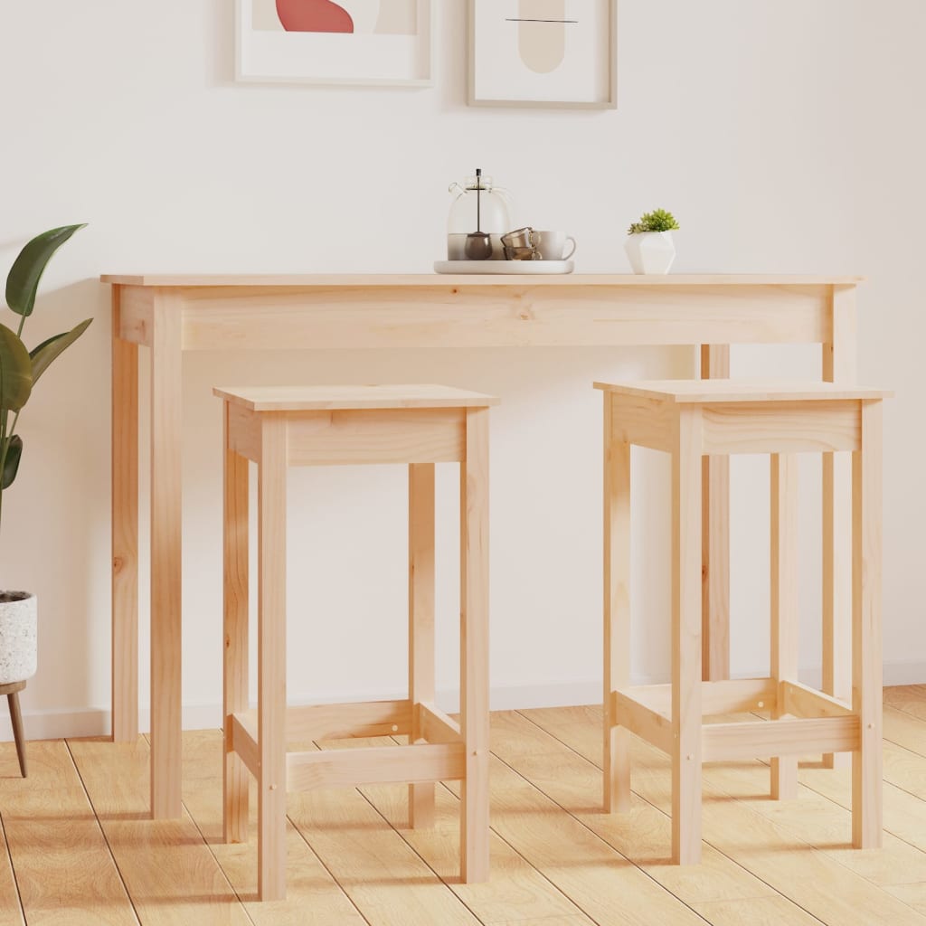 Chaises de bar lot de 2 40x40x78 cm bois de pin solide - XIOS