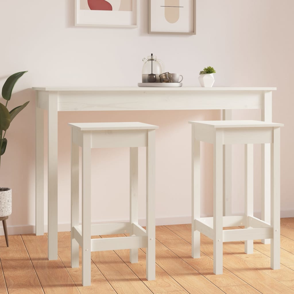 Chaises de bar lot de 2 blanc 40x40x78 cm bois de pin solide - XIOS