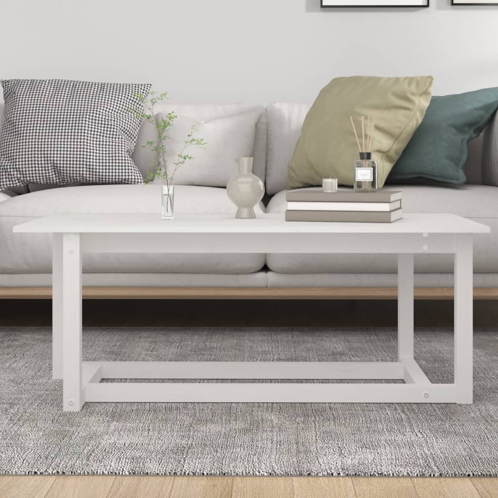 Table basse Blanc 110x55x45 cm Bois massif de pin - XIOS