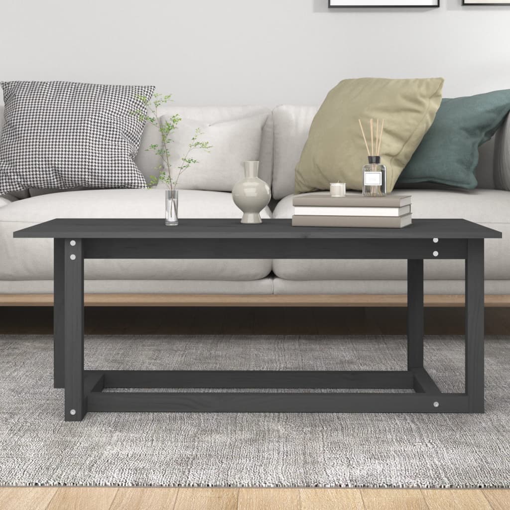 Table basse Gris 110x55x45 cm Bois massif de pin - XIOS