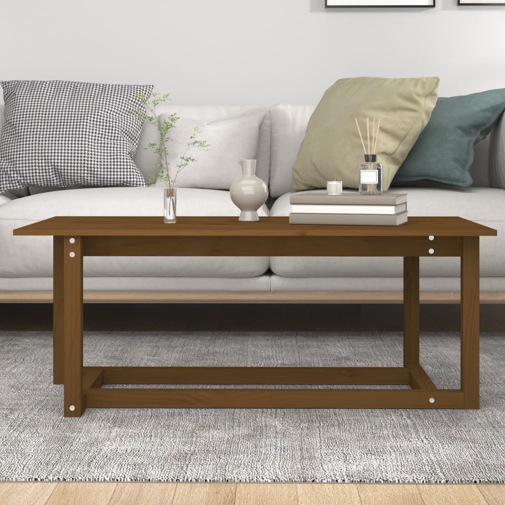 Table basse Marron miel 110x55x45 cm Bois massif de pin - XIOS