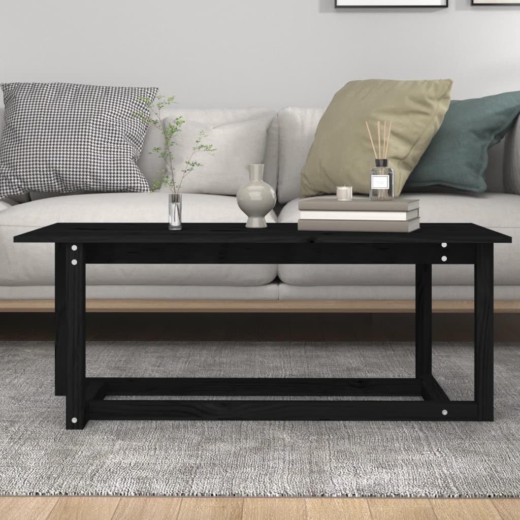 Table basse Noir 110x55x45 cm Bois massif de pin - XIOS