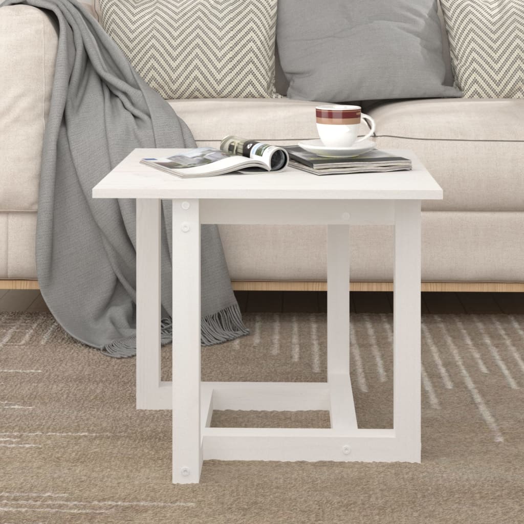 Table basse Blanc 50x50x45 cm Bois massif de pin - XIOS